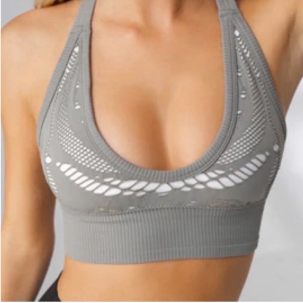 Vitality sports bra grey white TRANQUILITY small